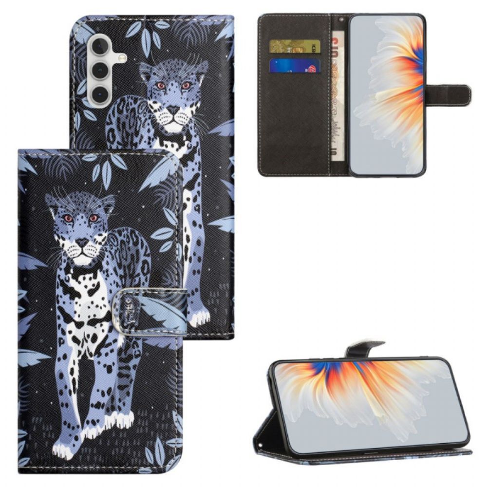 Lederhüllen Für Samsung Galaxy S24 Fe Leopard Mit Riemen