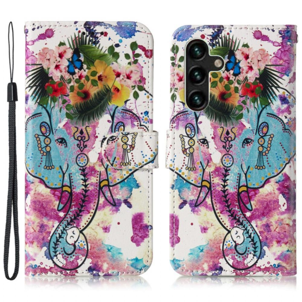 Lederhüllen Samsung Galaxy S24 Fe Blume Und Elefant