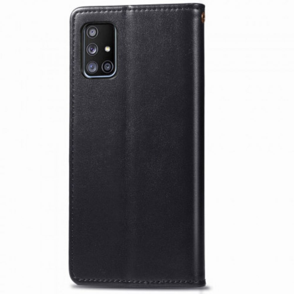 Flip Case Für Samsung Galaxy A71 5G Kunstleder Und Vintage-verschluss