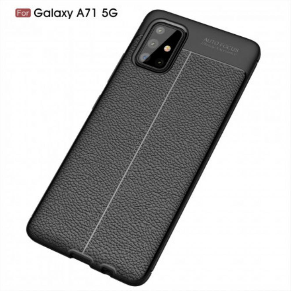 Hülle Für Samsung Galaxy A71 5G Doppellinie Litschi-leder-effekt