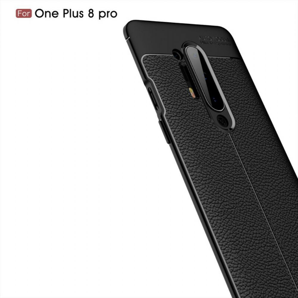 Handyhülle Für OnePlus 8 Pro Doppellinie Litschi-leder-effekt