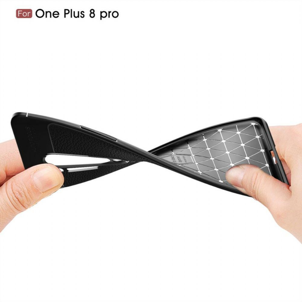 Handyhülle Für OnePlus 8 Pro Doppellinie Litschi-leder-effekt