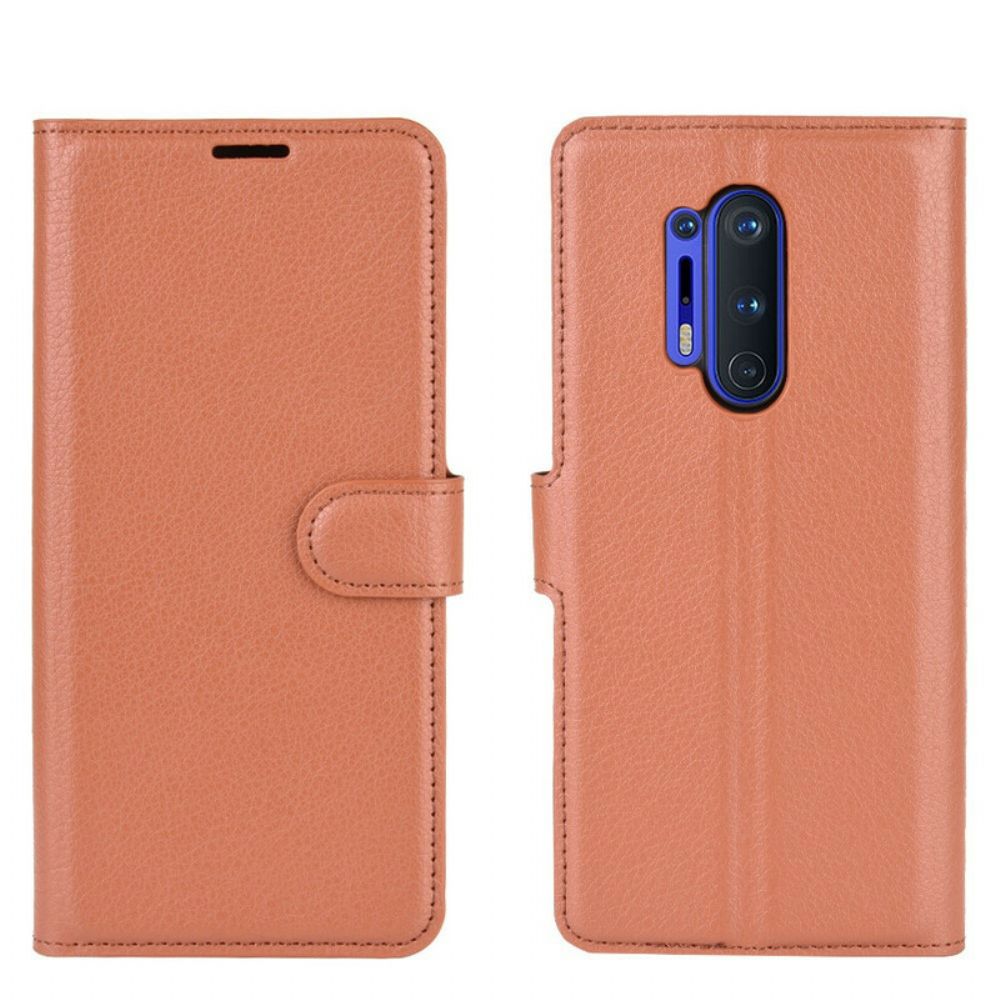 Lederhüllen Für OnePlus 8 Pro Erstklassiger Litschi-leder-stil
