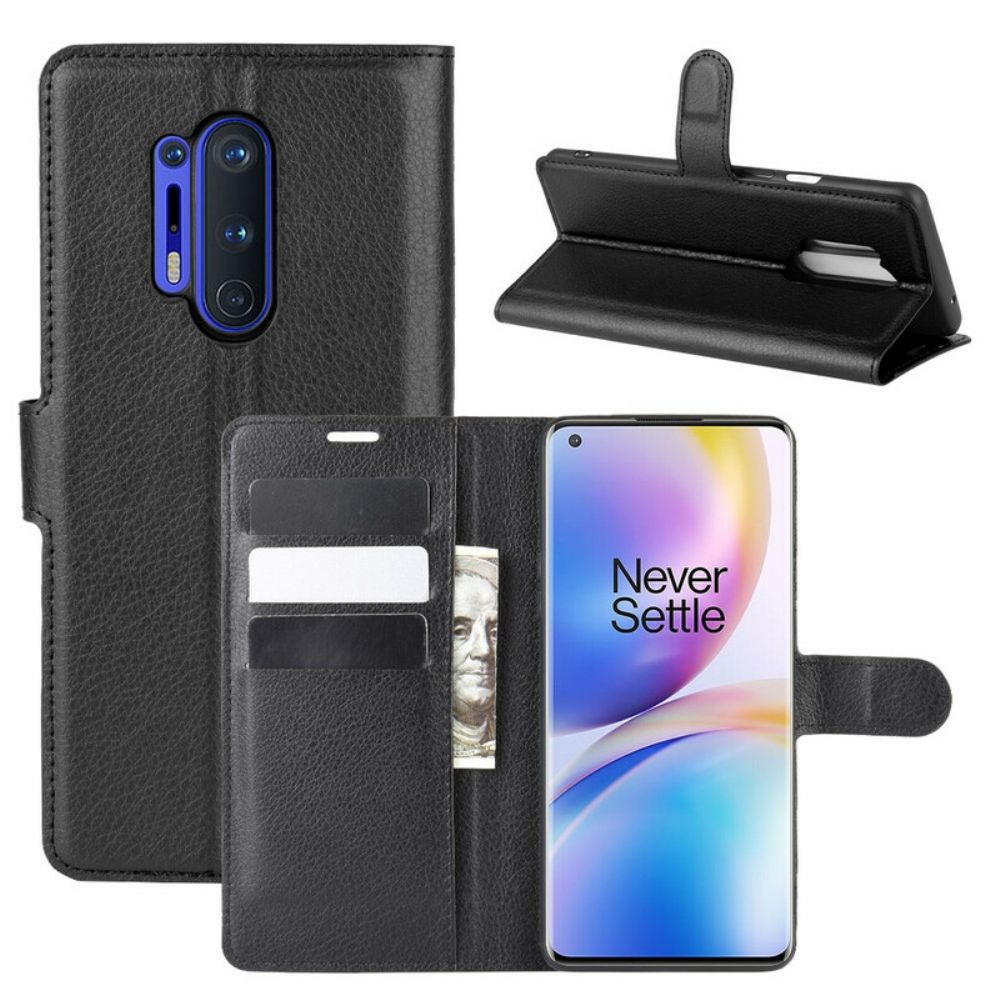 Lederhüllen Für OnePlus 8 Pro Erstklassiger Litschi-leder-stil