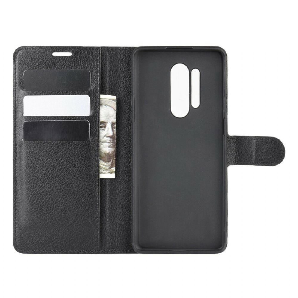 Lederhüllen Für OnePlus 8 Pro Erstklassiger Litschi-leder-stil