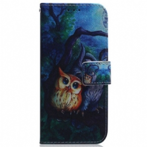 Flip Case Für Samsung Galaxy S23 Plus 5G Eulen Malen