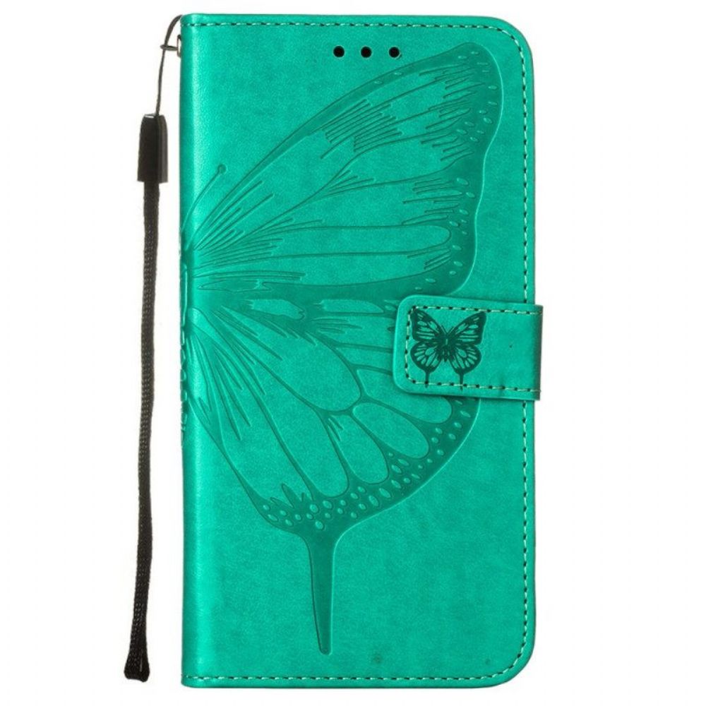 Flip Case Für Samsung Galaxy S23 Plus 5G Mit Kordel Barocker Riemchenschmetterling