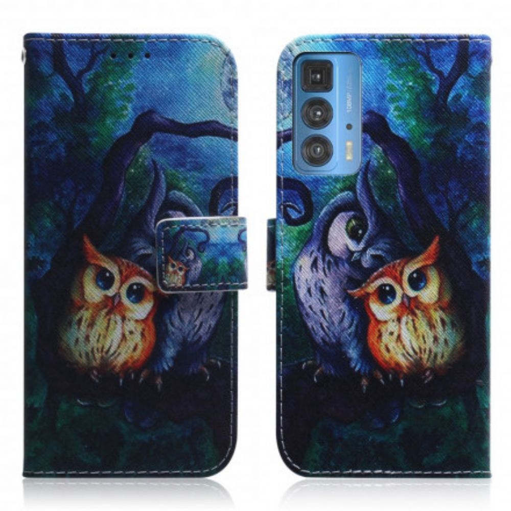Flip Case Für Motorola Edge 20 Pro Gemälde Von Eulen