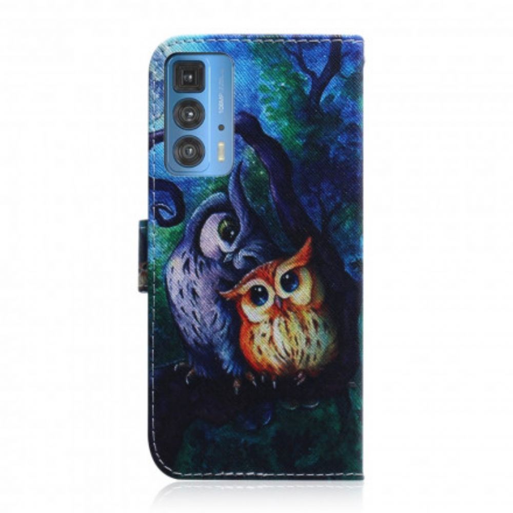 Flip Case Für Motorola Edge 20 Pro Gemälde Von Eulen