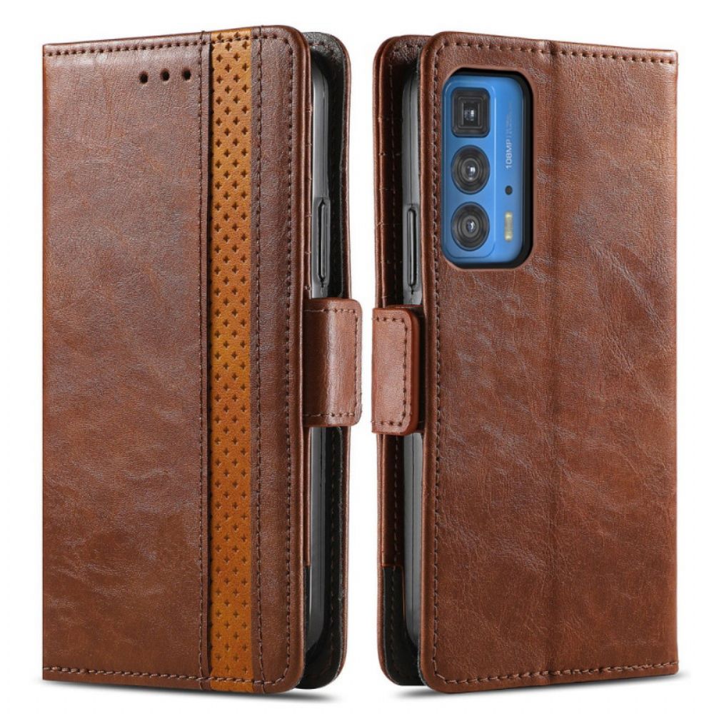 Flip Case Für Motorola Edge 20 Pro Zweifarbiger Doppelverschluss