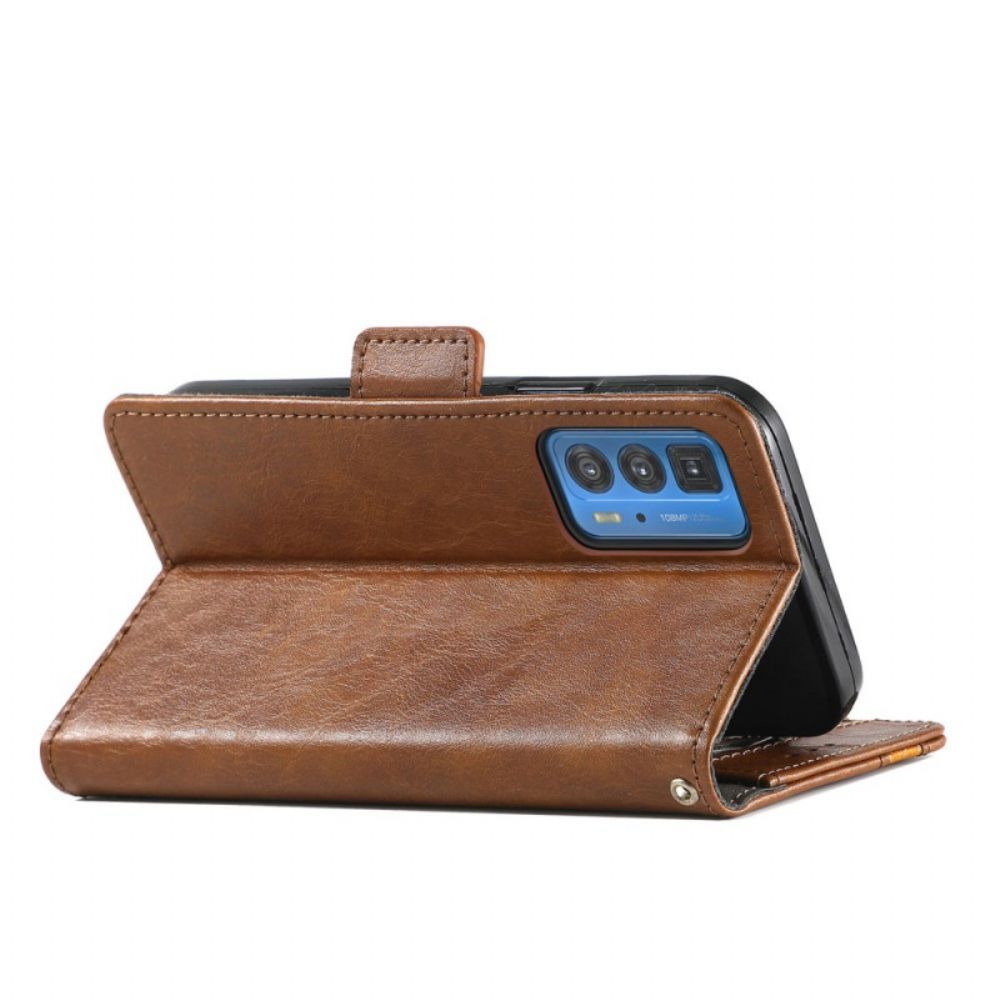 Flip Case Für Motorola Edge 20 Pro Zweifarbiger Doppelverschluss
