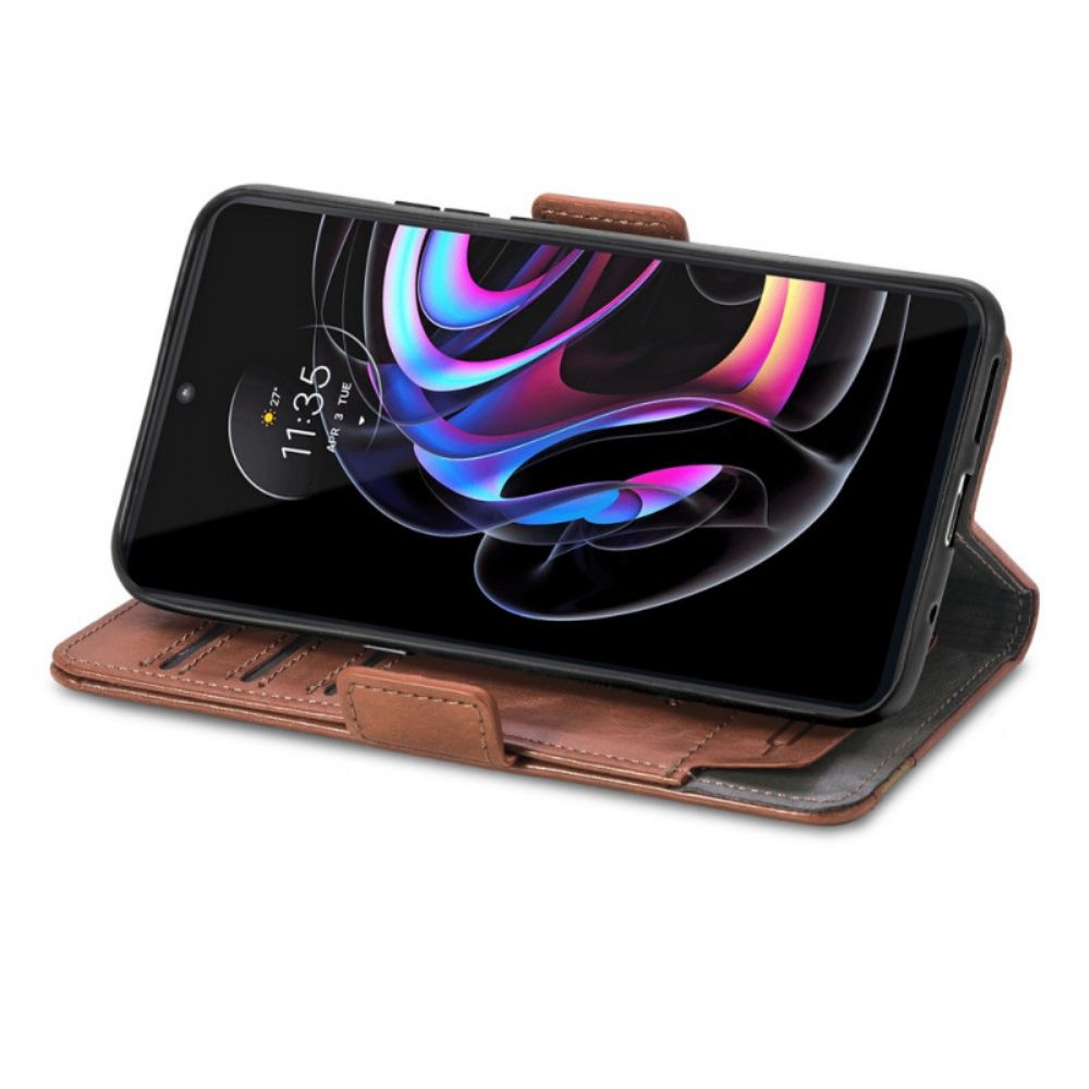 Flip Case Für Motorola Edge 20 Pro Zweifarbiger Doppelverschluss