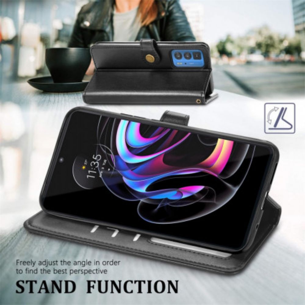Lederhüllen Für Motorola Edge 20 Pro Kunstleder Und Vintage-verschluss