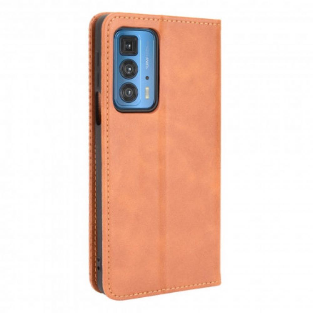 Schutzhülle Für Motorola Edge 20 Pro Flip Case Stilisierter Vintage-ledereffekt