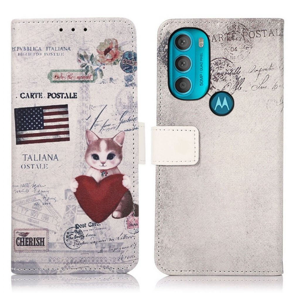 Flip Case Für Moto G71 5G Reisekat