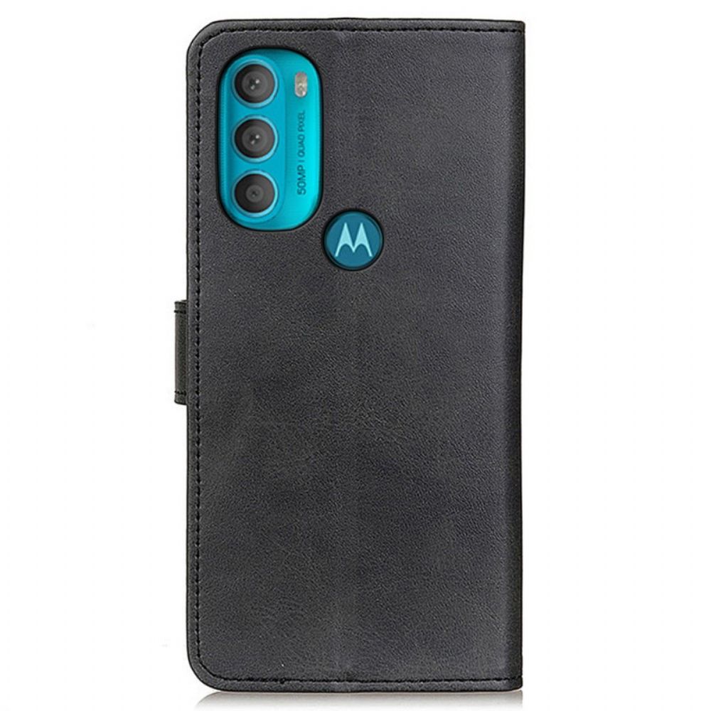 Flip Case Für Moto G71 5G Retro-mattleder-effekt