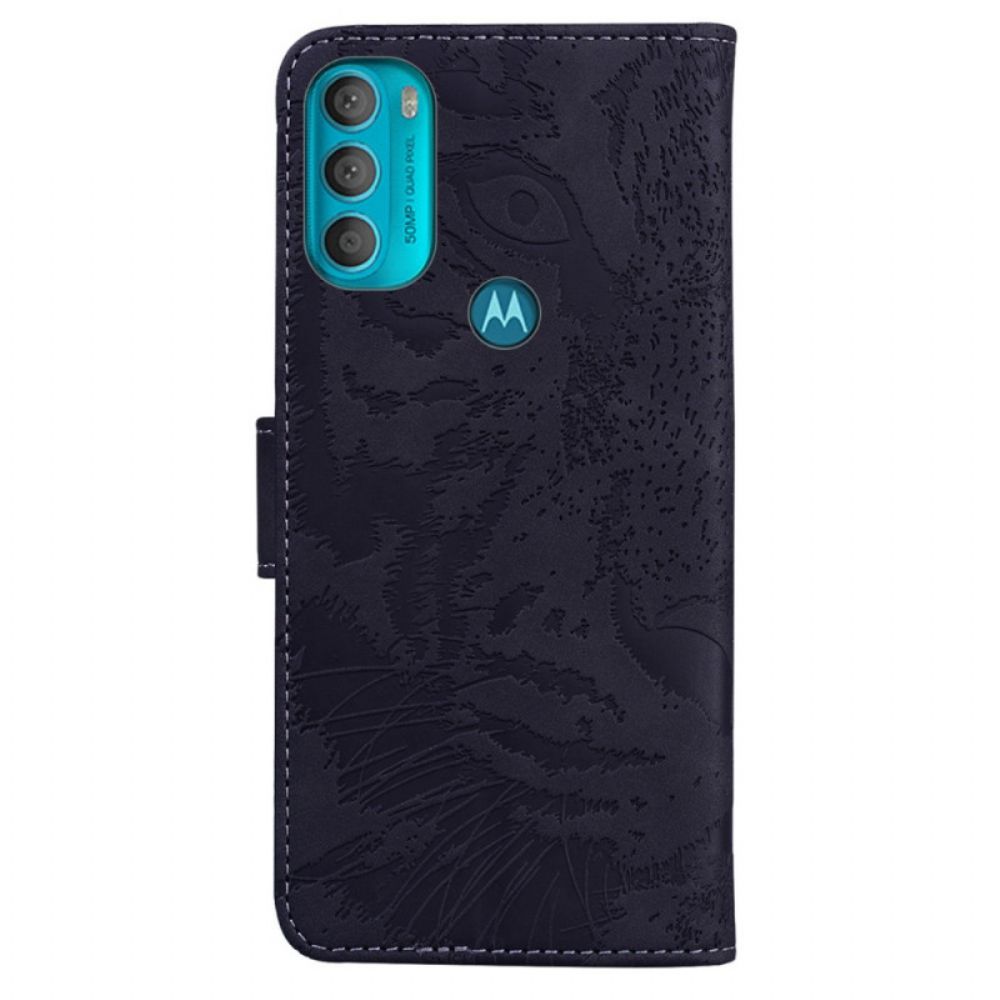 Flip Case Für Moto G71 5G Tigergesichtsdruck
