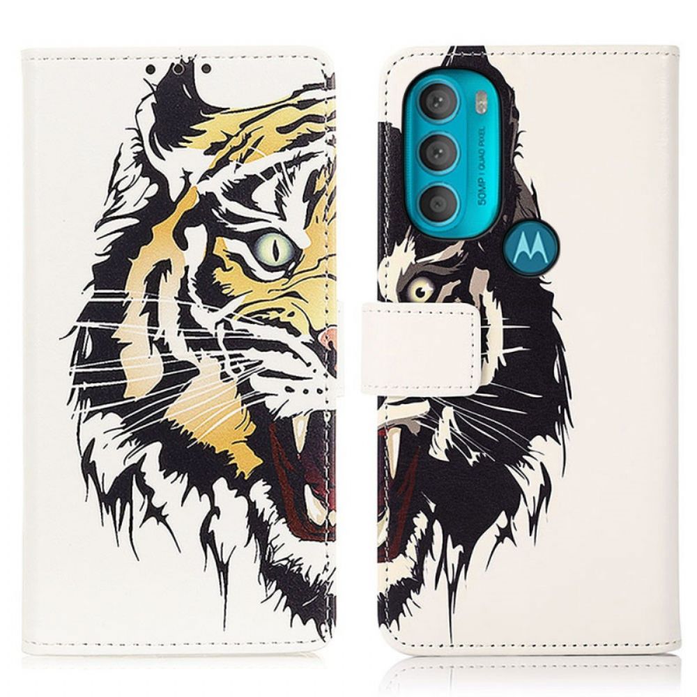 Flip Case Für Moto G71 5G Wilder Tiger
