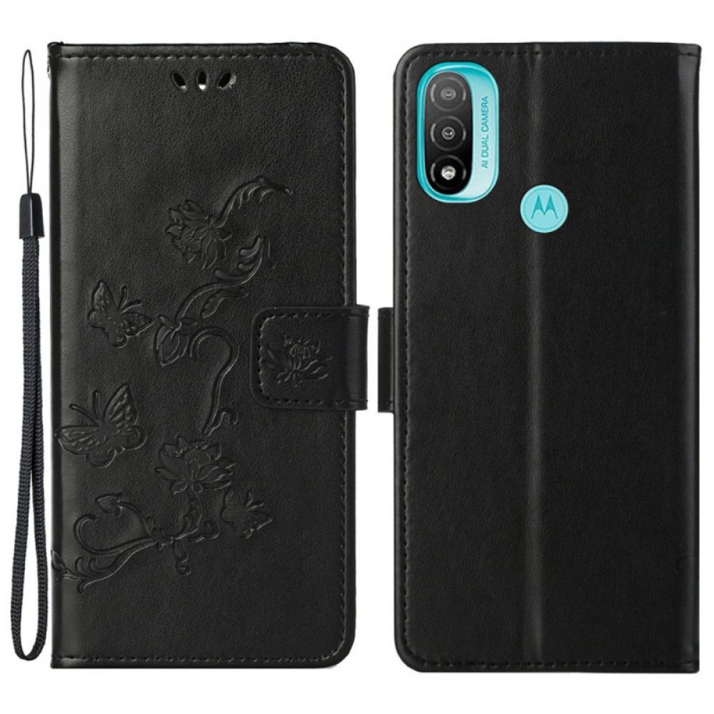 Lederhüllen Für Moto G71 5G Asiatische Schmetterlinge Und Blumen