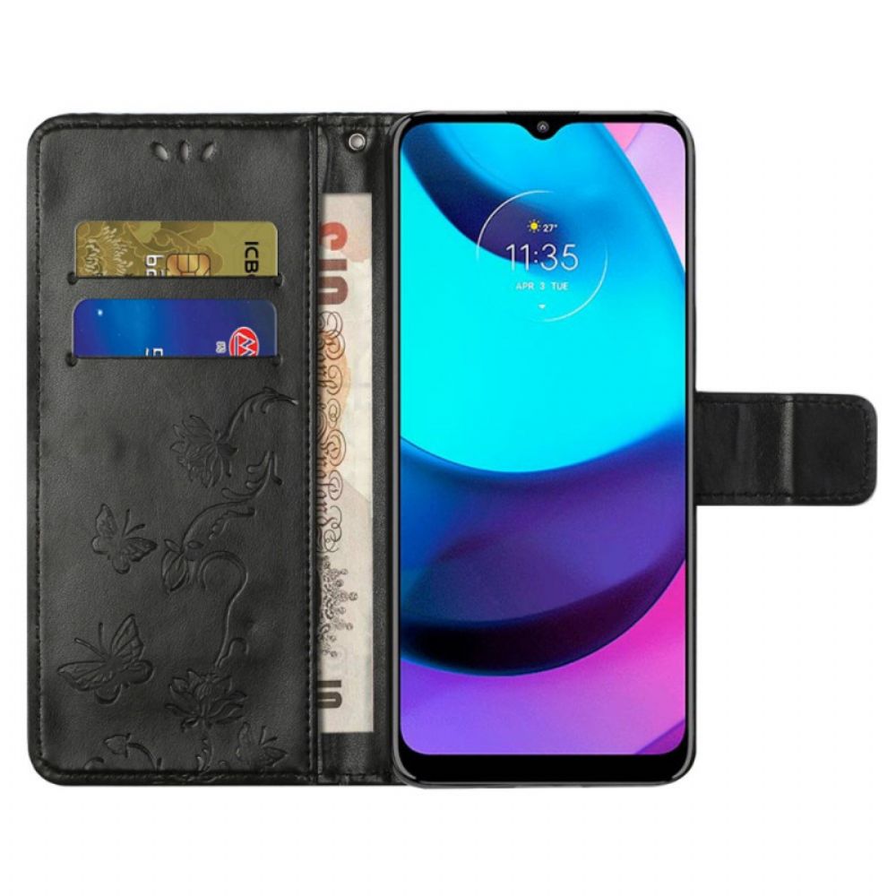 Lederhüllen Für Moto G71 5G Asiatische Schmetterlinge Und Blumen