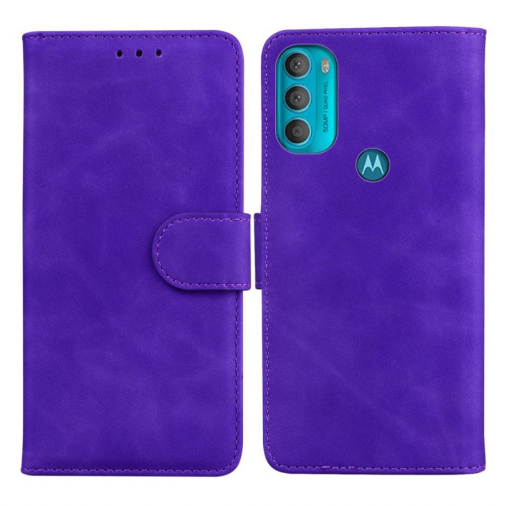 Lederhüllen Für Moto G71 5G Einfarbiger Ledereffekt