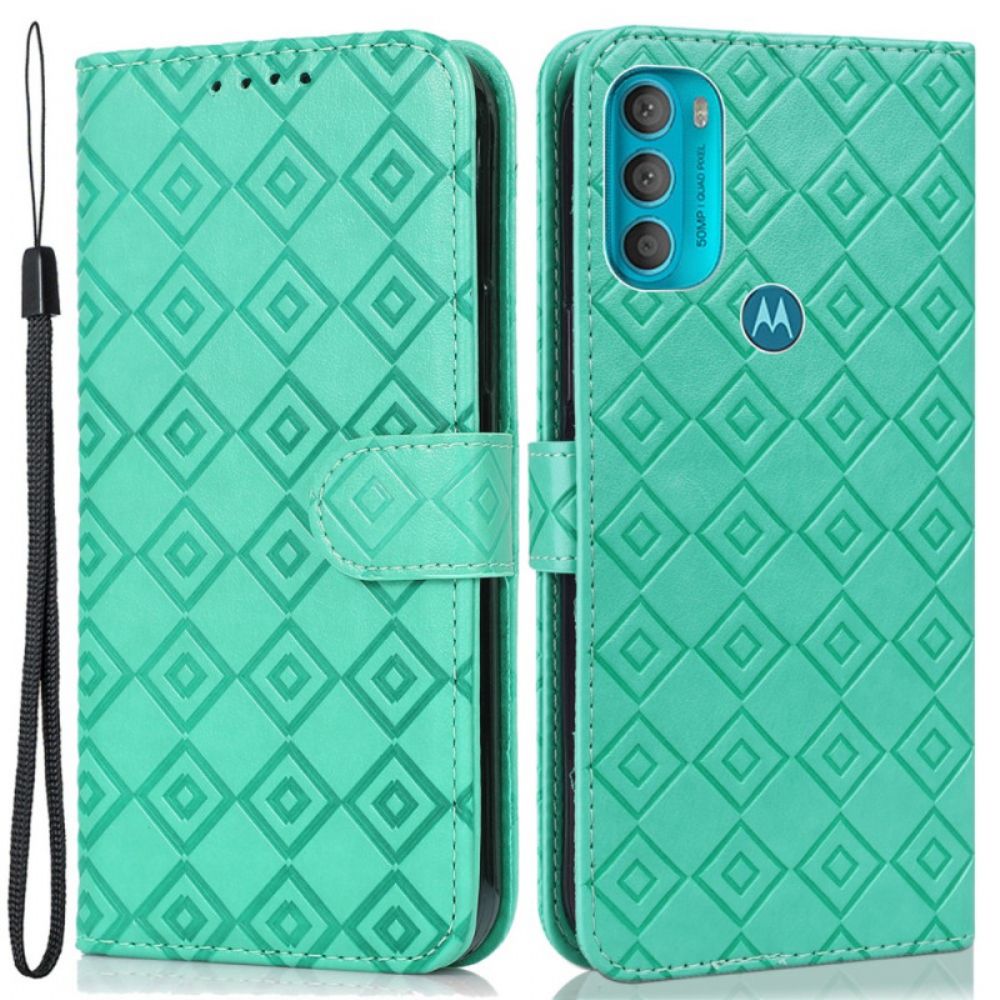 Lederhüllen Für Moto G71 5G Karomuster Aus Kunstleder