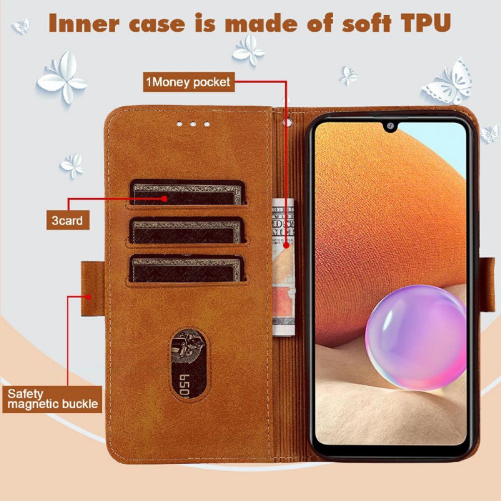 Lederhüllen Für Moto G71 5G Katze Und Schmetterlinge