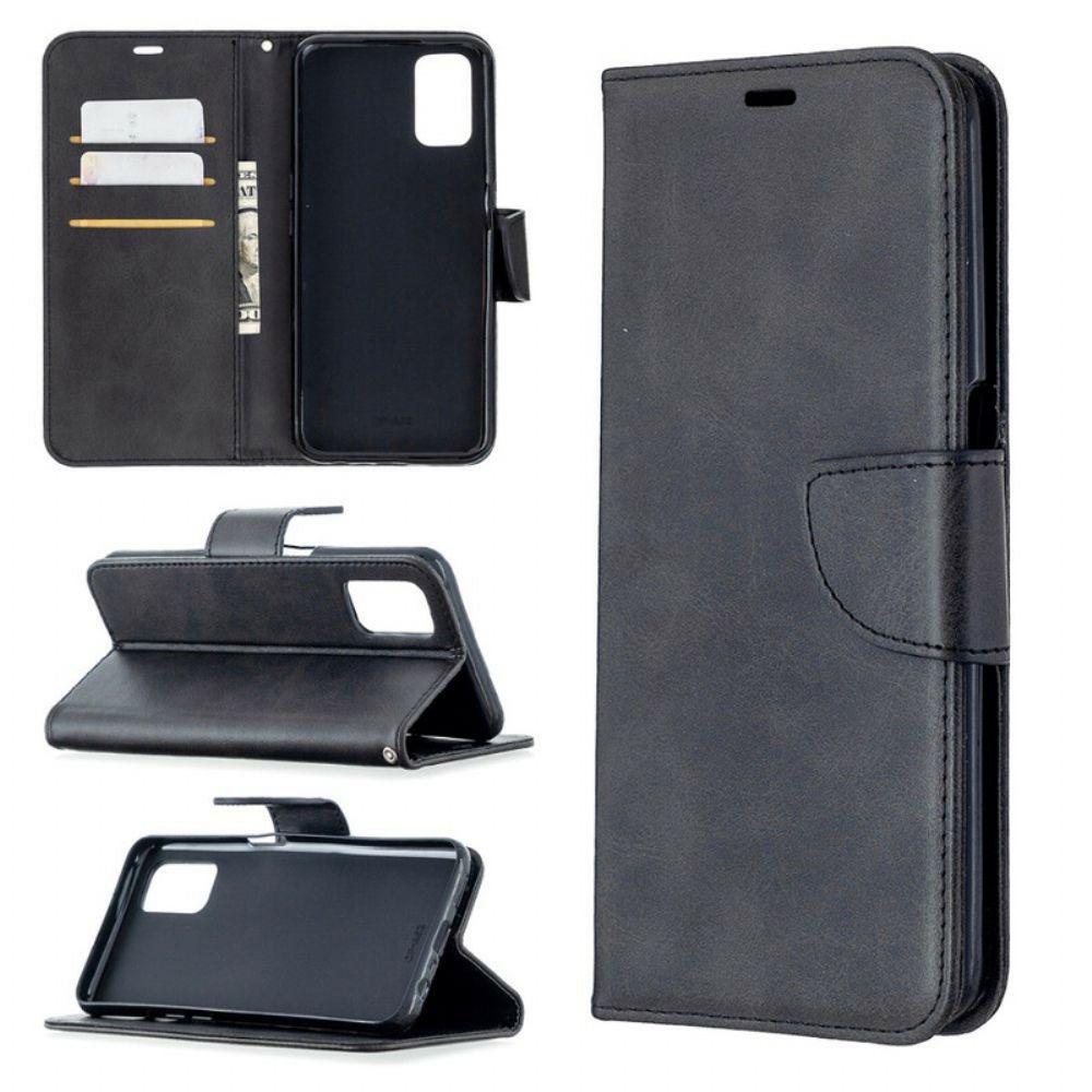 Lederhüllen Für Oppo A72 Flip Case Glatte Schräge Klappe