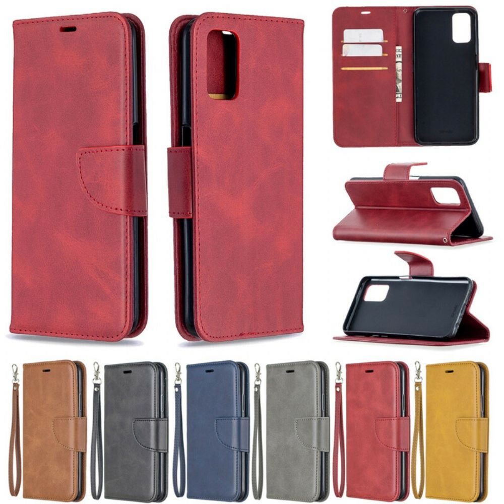 Lederhüllen Für Oppo A72 Flip Case Glatte Schräge Klappe