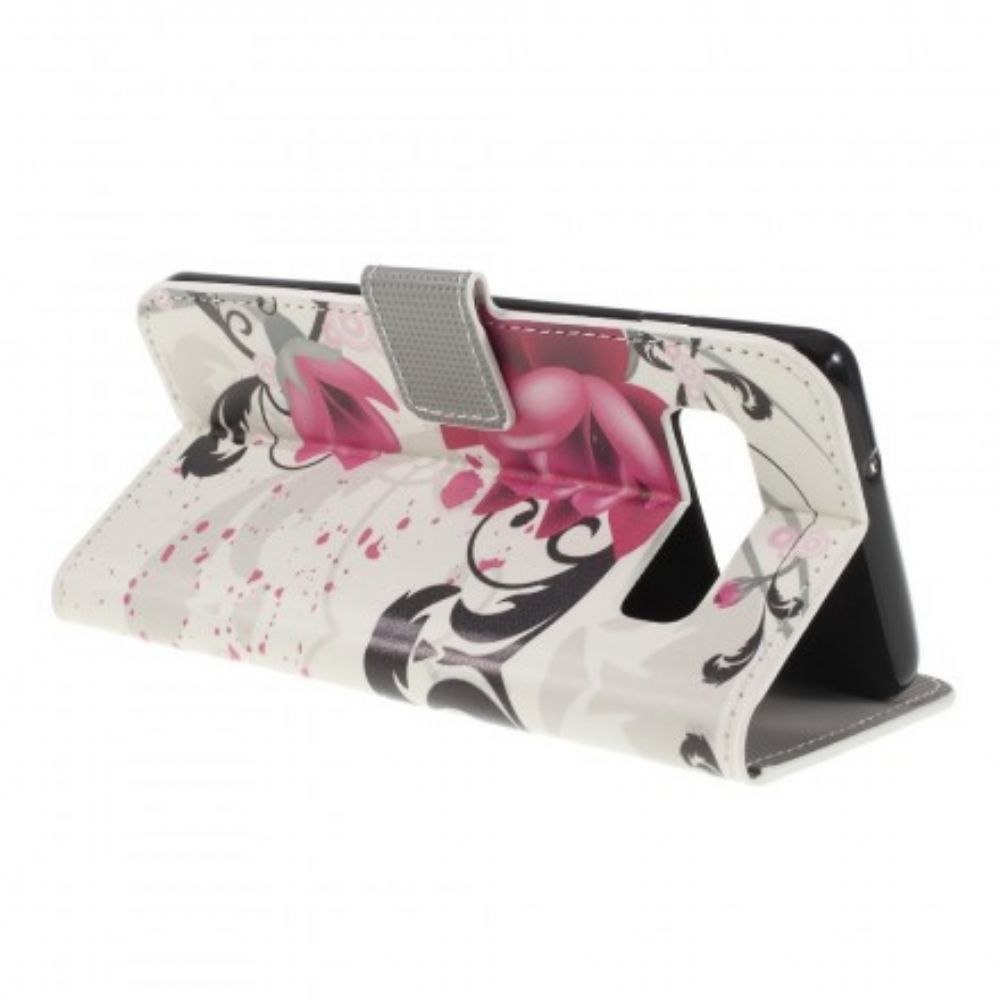 Flip Case Für Samsung Galaxy S10 Plus Schmetterlinge Und Blumen