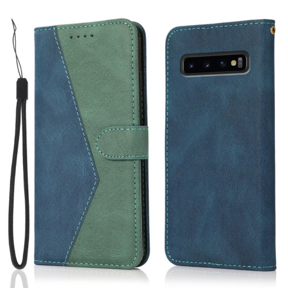 Flip Case Für Samsung Galaxy S10 Plus Zweifarbiges Kunstleder-dreieck