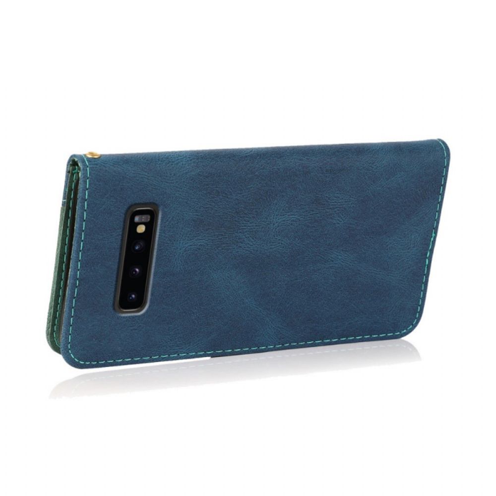 Flip Case Für Samsung Galaxy S10 Plus Zweifarbiges Kunstleder-dreieck