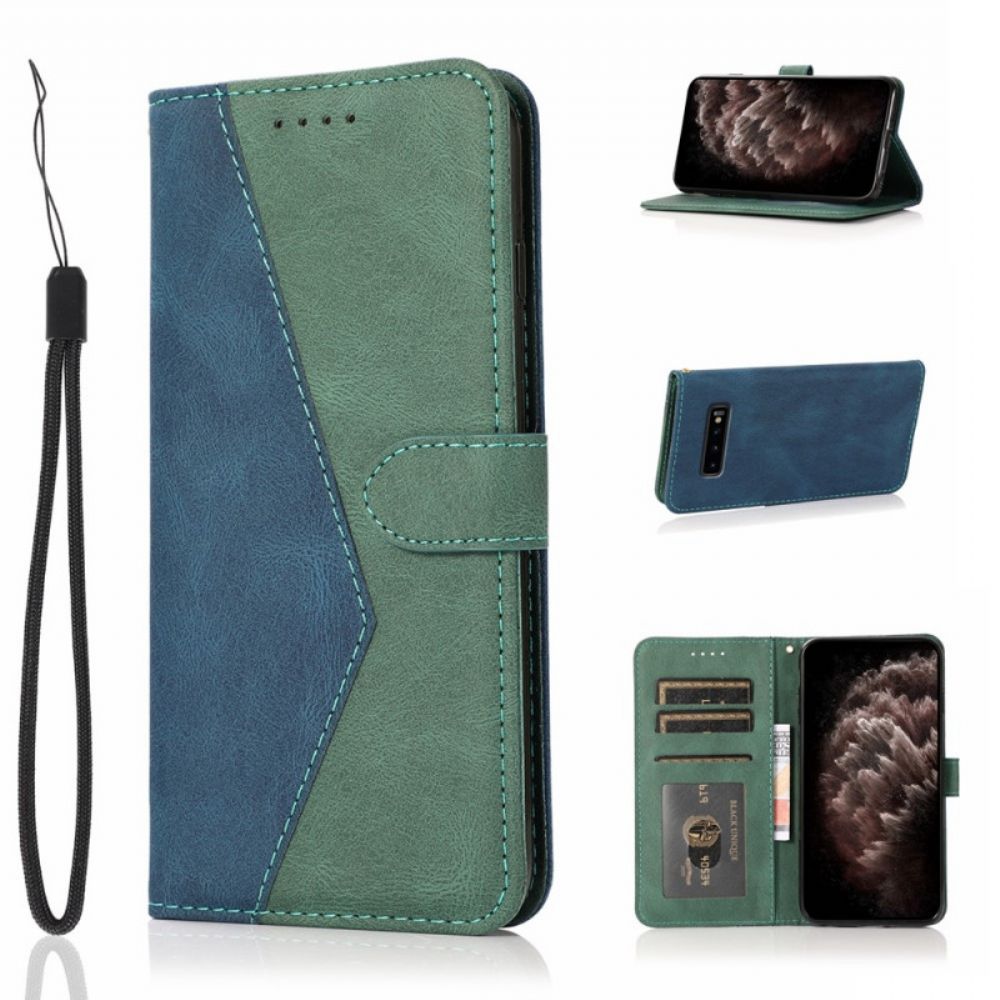 Flip Case Für Samsung Galaxy S10 Plus Zweifarbiges Kunstleder-dreieck