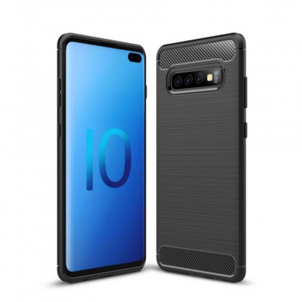 Handyhülle Für Samsung Galaxy S10 Plus Gebürstete Kohlefaser
