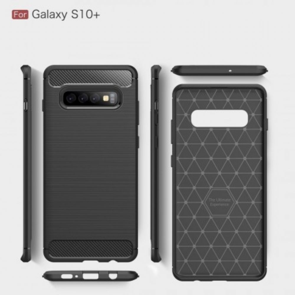 Handyhülle Für Samsung Galaxy S10 Plus Gebürstete Kohlefaser