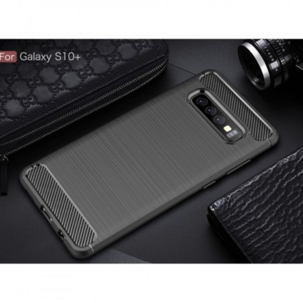 Handyhülle Für Samsung Galaxy S10 Plus Gebürstete Kohlefaser