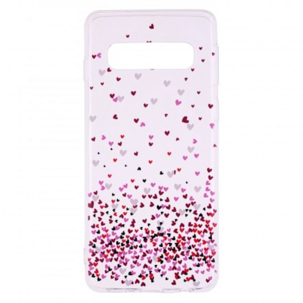 Handyhülle Für Samsung Galaxy S10 Plus Transparente Mehrere Rote Herzen