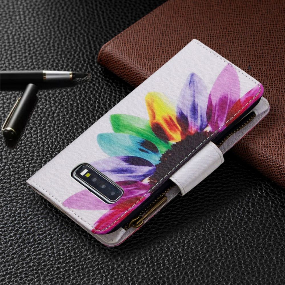 Lederhüllen Für Samsung Galaxy S10 Plus Blumentasche Mit Reißverschluss