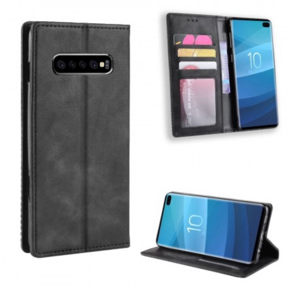 Schutzhülle Für Samsung Galaxy S10 Plus Flip Case Stilisierter Vintage-ledereffekt