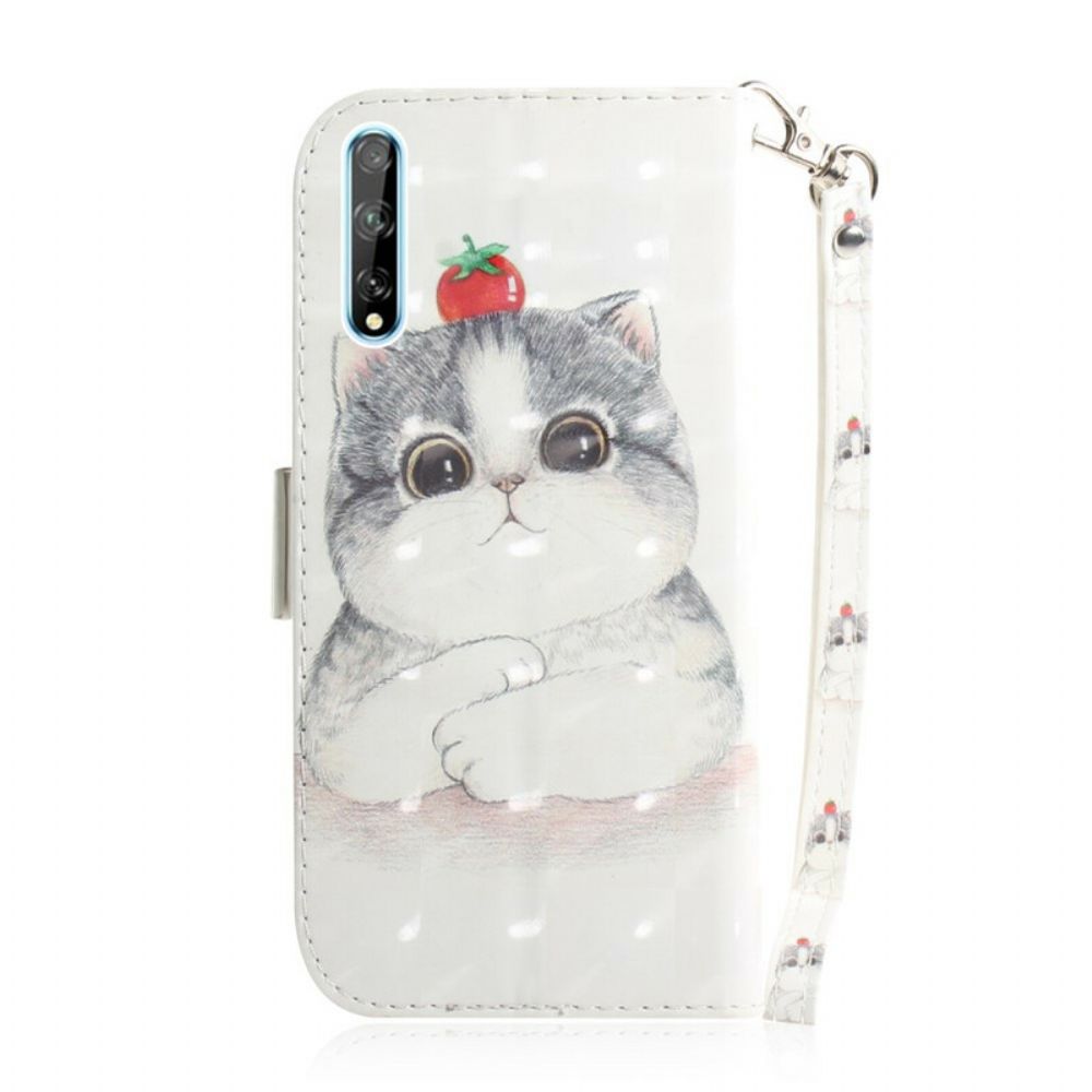 Flip Case Für Huawei P Smart S Mit Kordel Tomate Auf Der Tangakatze