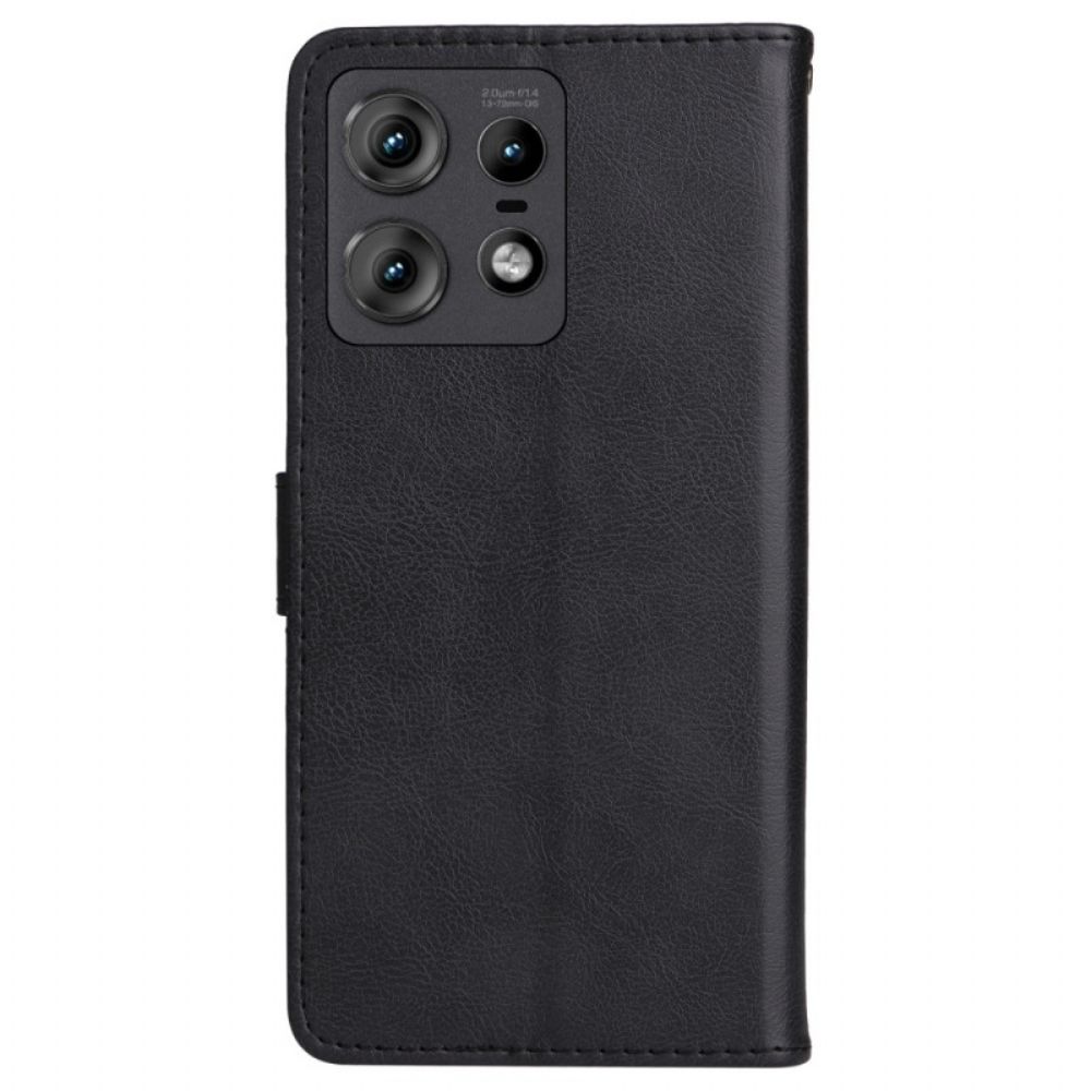 Lederhüllen Motorola Edge 50 Pro Glattes Kunstleder Mit Riemen