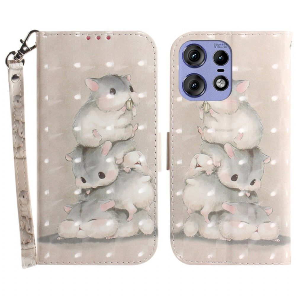 Lederhüllen Motorola Edge 50 Pro Hamster Mit Riemen
