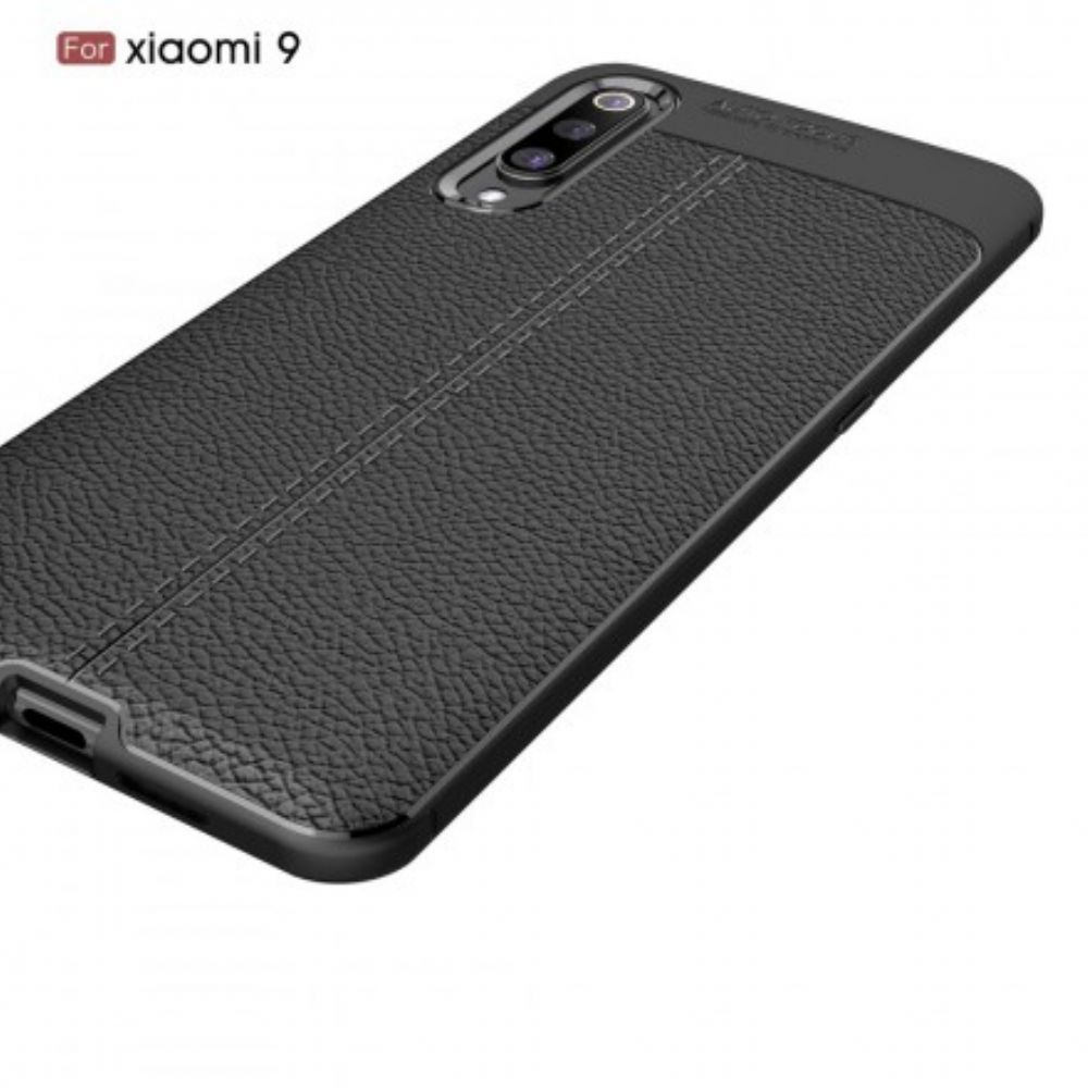 Hülle Für Xiaomi Mi 9 Doppellinie Litschi-leder-effekt