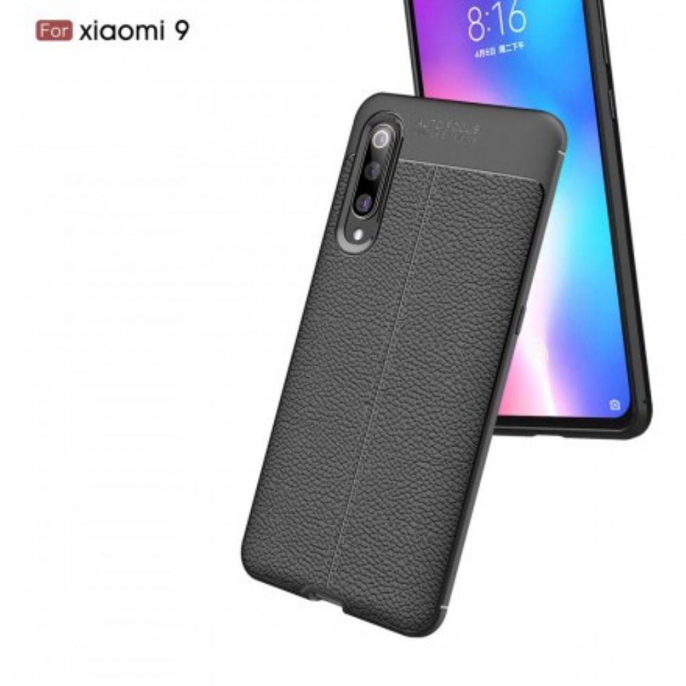 Hülle Für Xiaomi Mi 9 Doppellinie Litschi-leder-effekt