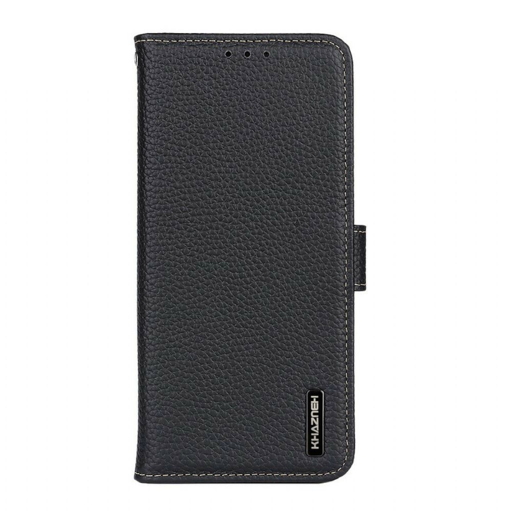 Flip Case Für iPhone 13 Mini Echtes Khazneh Litschi-leder