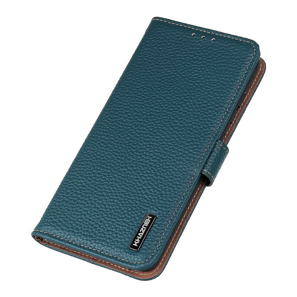 Flip Case Für iPhone 13 Mini Echtes Khazneh Litschi-leder