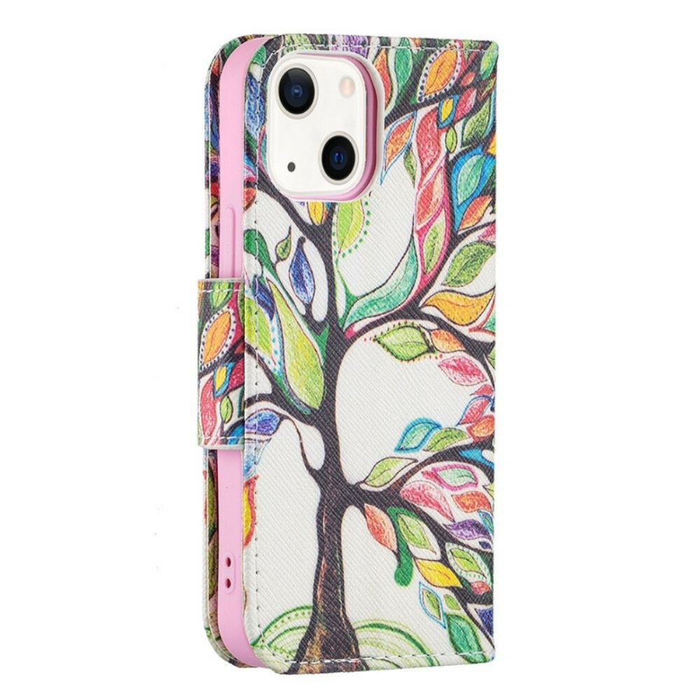 Flip Case Für iPhone 13 Mini Farbiger Baum
