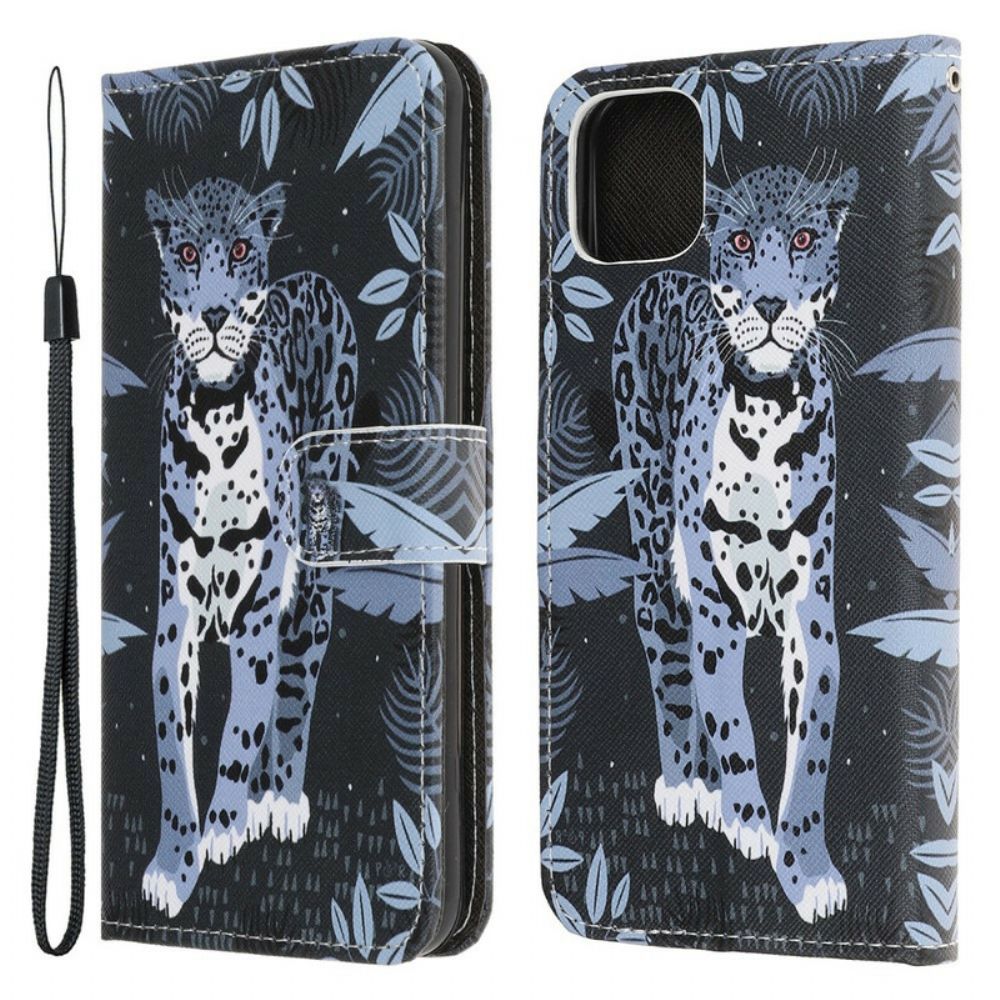 Flip Case Für iPhone 13 Mini Mit Kordel Tanga Leopard