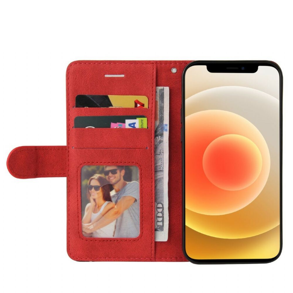 Flip Case Für iPhone 13 Mini Signatur Aus Zweifarbigem Kunstleder