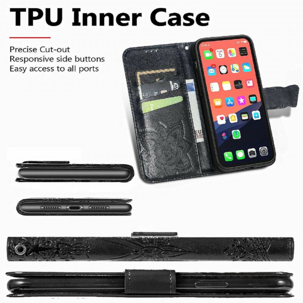 Lederhüllen Für iPhone 13 Mini Halbe Schmetterlinge